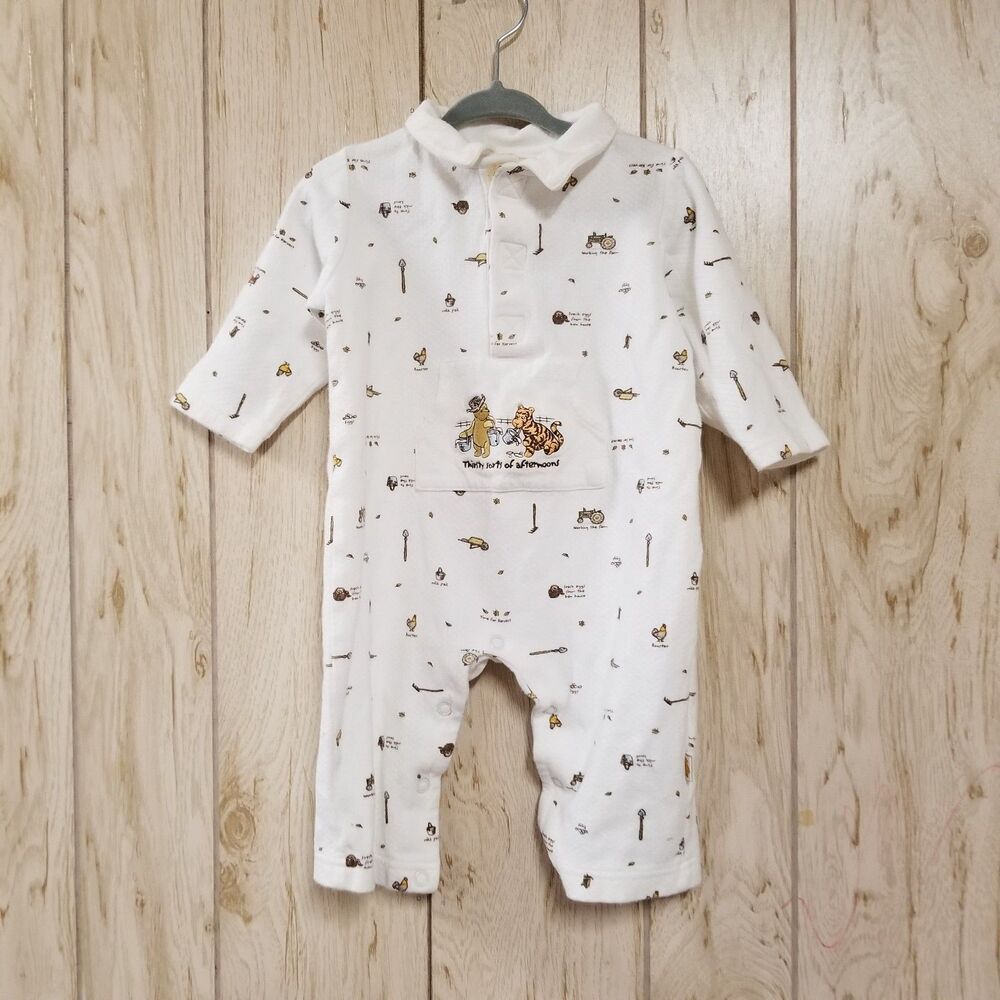 Classic Pooh Vintage Long Sleeve Baby Overalls 12M